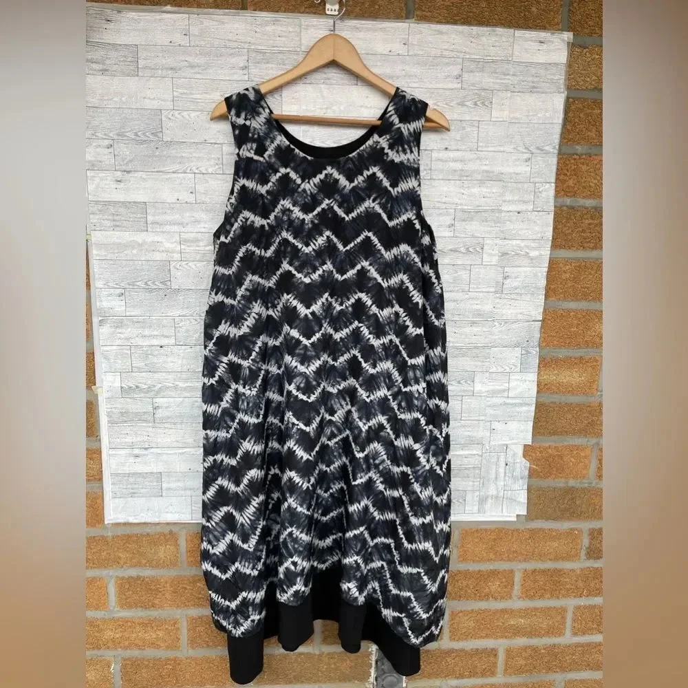 Eskandar CHEVRON Shibori Silk Double Layer Pinny Dress Size 1 /10/12 - Picture 1 of 11